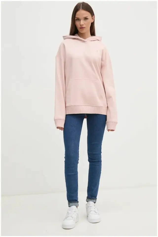 Calvin Klein - Γυναικείο Φούτερ με Κουκούλα Woven Label Peached J20J224173-TER Ροζ 3
