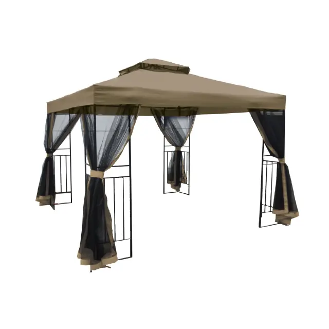 Κιόσκι GAZEBO Μέταλλο/Ύφασμα Ανθρακί/Μπεζ 3x3 m (H. 2.6 m)
