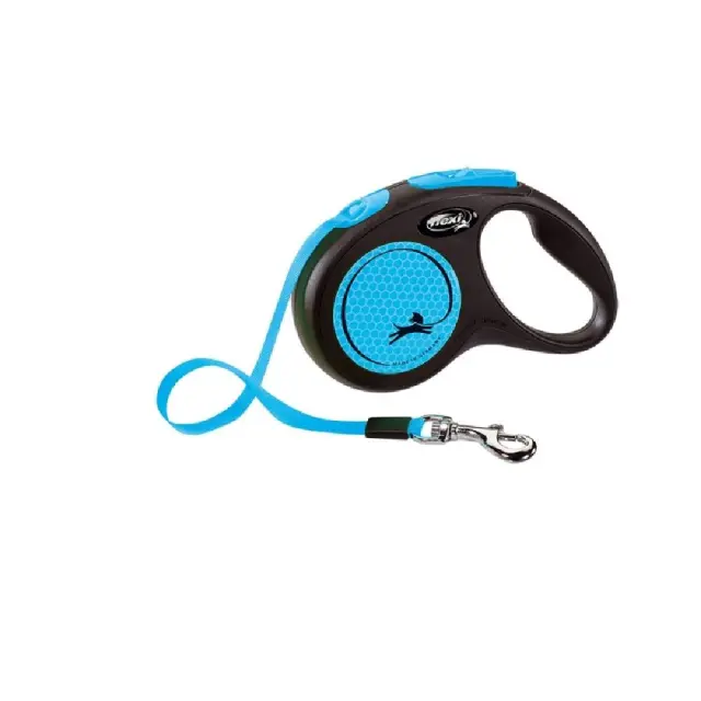 Flexi New Neon Πτυσσόμενο Λουρί/Οδηγός Σκύλου Ιμάντας Μπλε 5m Μπλε - S