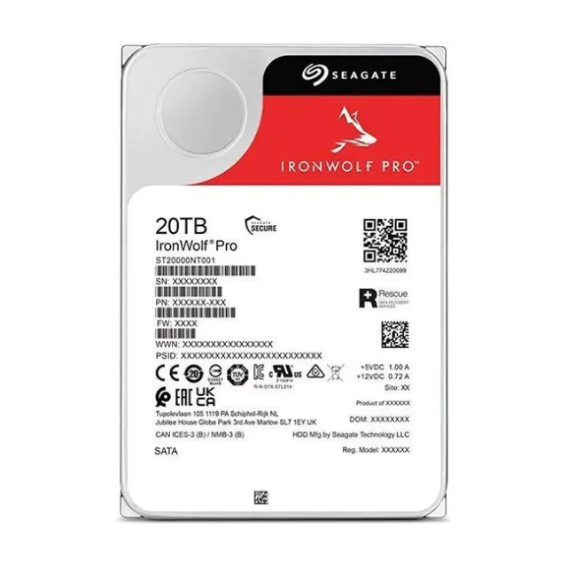 Seagate Ironwolf Pro 20TB HDD Σκληρός Δίσκος 3.5" SATA III 7200rpm με 256MB Cache για NAS