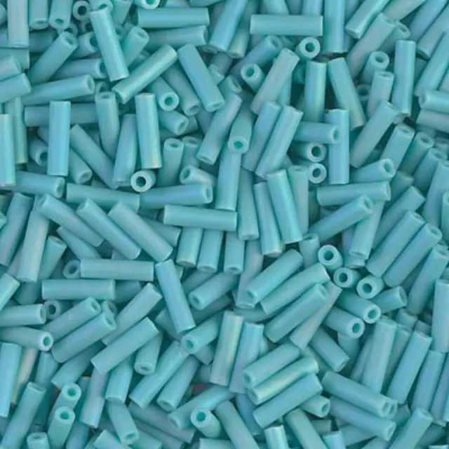 Χάντρα Miyuki Glass Bugles - 412FR - Matte Opaque Turquoise Green AB 6mm - 10gr