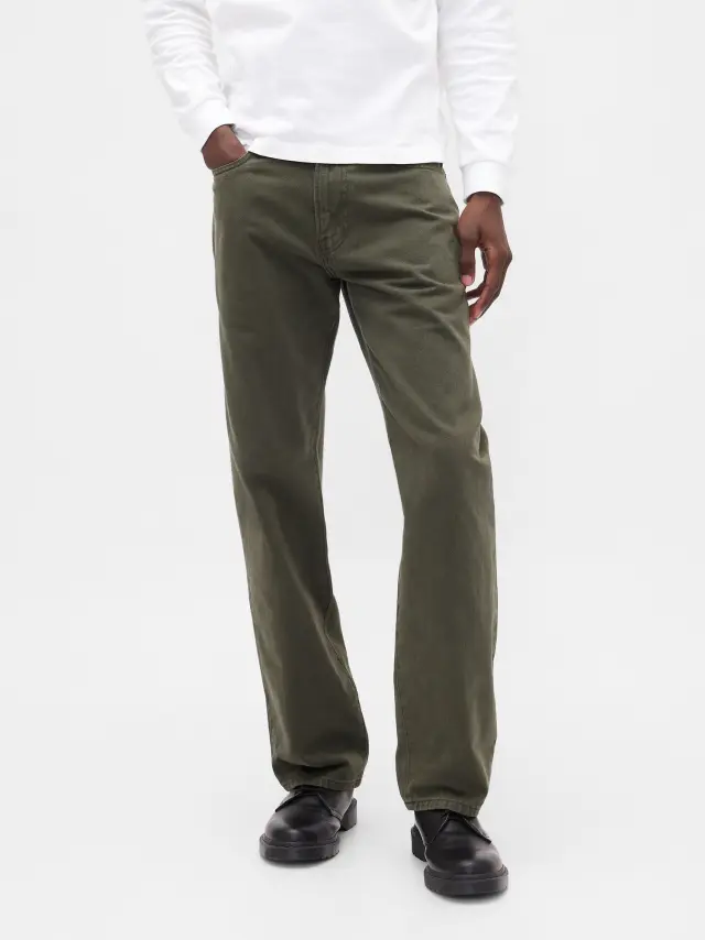 Relaxed Straight Τζιν Παντελόνι olive