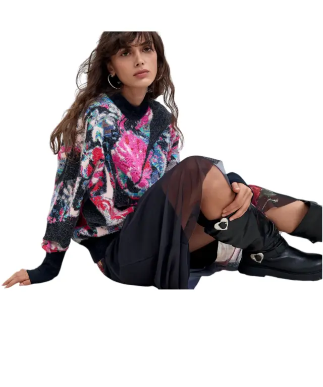 Desigual - Γυναικείο Πλεκτό Πουλóβερ Jers Jardim 26WWJF05-2000 Πολύχρωμο 3
