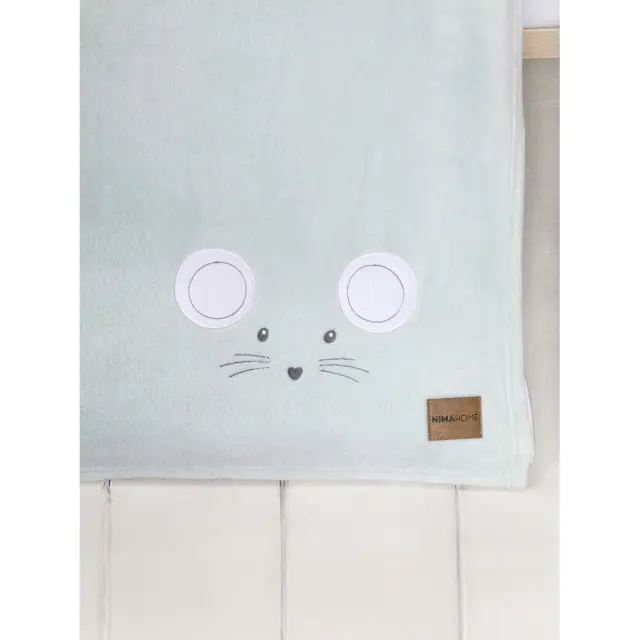 Κουβέρτα Κούνιας 110x150 Fleece Nima Mouse Mint 100% Πολυέστερ 2