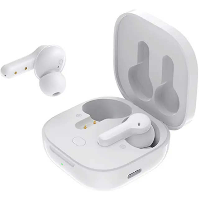 QCY T13 TWS White Dual Driver 4-Mic Noise Cancel True Wireless Earbuds QUICK CHARGE 380MAH