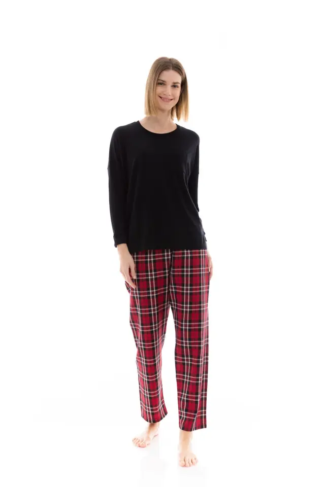 W1427 - Black - PYJAMA RED-BLACK PLAID