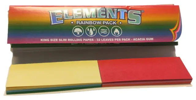 Elements Χαρτάκια - Connoisseur - King Size Slim Rainbow 32φ. με Τζιβάνες 2