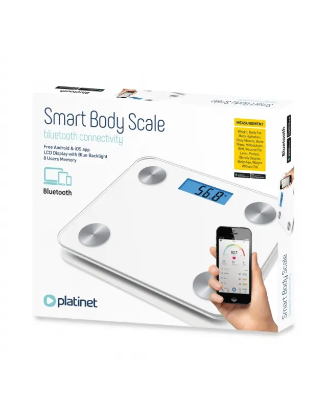 PLATINET BATHROOM BODY SCALE SMART BLUETOOTH WHITE
