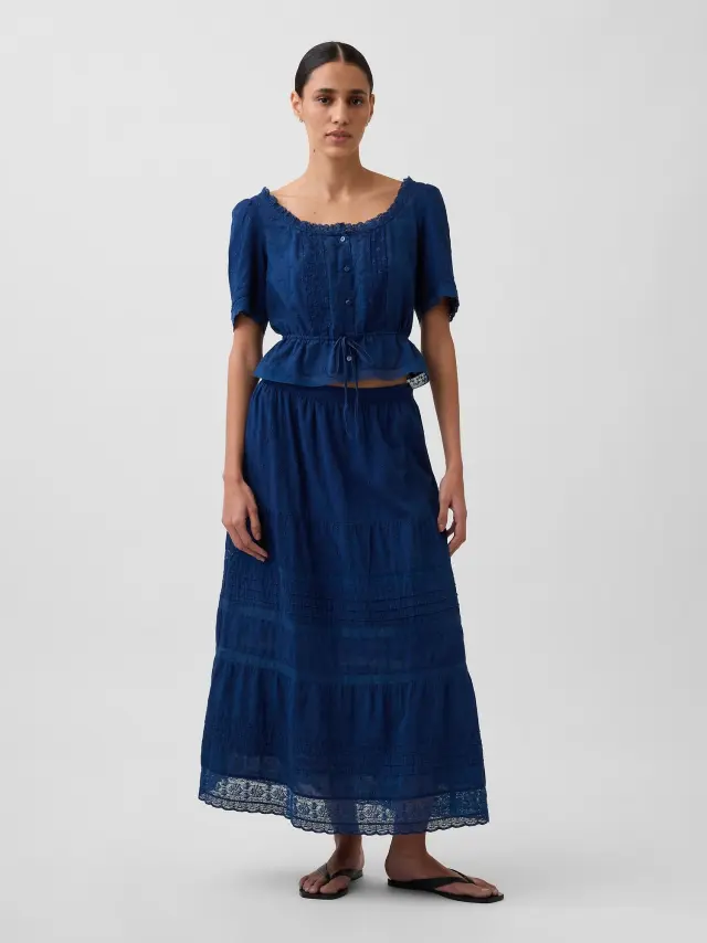 Γυναικεία Φούστα Maxi με Δαντέλα Medium indigo - XL