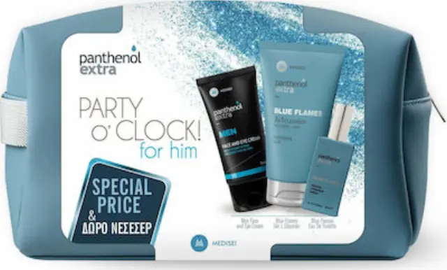 PANTHENOL EXTRA - PROMO PACK MEN Face & Eye Cream - 75ml, Blue Flames 3in1 Cleanser - 200ml & Blue Flames Eau de Toilette - 50ml & ΔΩΡΟ ΝΕΣΕΣΕΡ