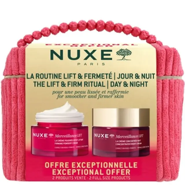 NUXE The Lift & Firm Ritual Day & Night Promo Merveillance Lift Firming Powdery Cream Συσφικτική Κρέμα Προσώπου, 50ml & Merveillance Lift Nuit Cream Συμπυκνωμένη Κρέμα Νύχτας, 50ml & Νεσεσέρ, 1σετ
