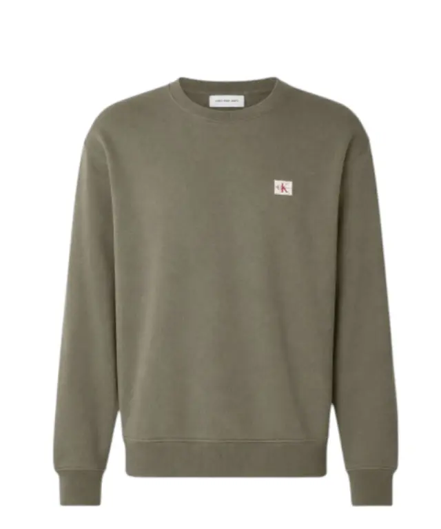 Calvin Klein - Ανδρική Μακρυμάνικη Μπλούζα French Terry Woven Label LV04RG268G-LDY Λαδί