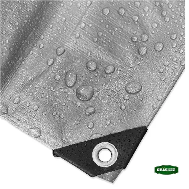 Grasher Αδιάβροχος μουσαμάς-τέντα με κρίκους 120gr/m² 5x8m Γκρί / 102437