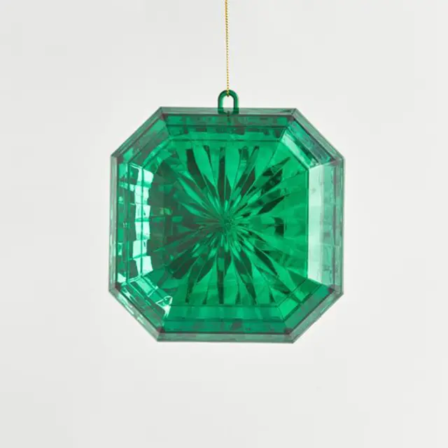 Στολίδι διαμάντι τετράγωνο σμαράγδι 12x5x13cm Eurolamp 600-44129