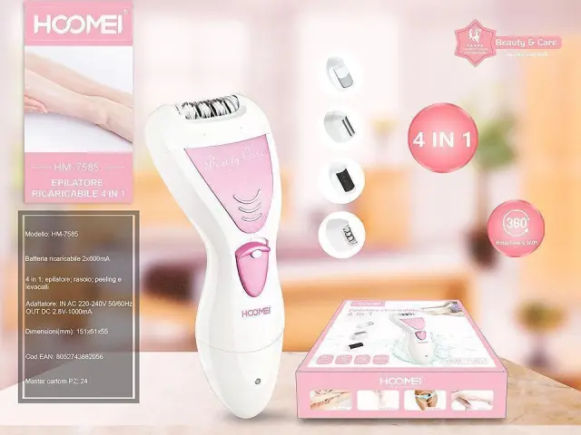 Επαναφορτιζόμενη Αποτριχωτική Μηχανή Epilator για Σώμα Hoomei HM-7585 Ροζ 2