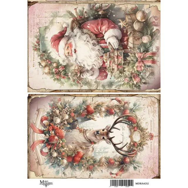 Ριζόχαρτο Maja's Memories, 22.5x32cm, Άγιος Βασίλης και τάρανδος, MDRA4252