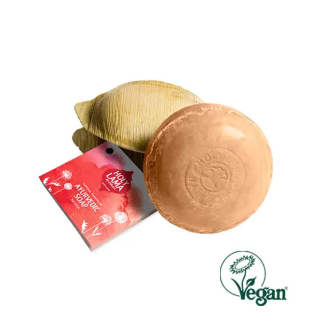 Αγιουρβεδικό Χειροποίητο Σαπούνι Holy Lama Bergamot Kewra Vegan σε φύλλο φοίνικα 100g 2