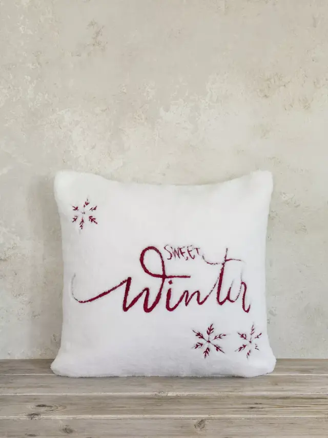 Διακοσμητικό Μαξιλάρι Sweet Winter Λευκό, Κόκκινο Μαξιλάρι 45x45