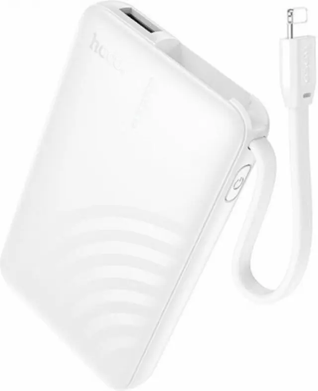 Hoco Power Bank 5000mAh 18.5Wh με Ενσωματωμένο Καλώδιο Lightning Άσπρο J134