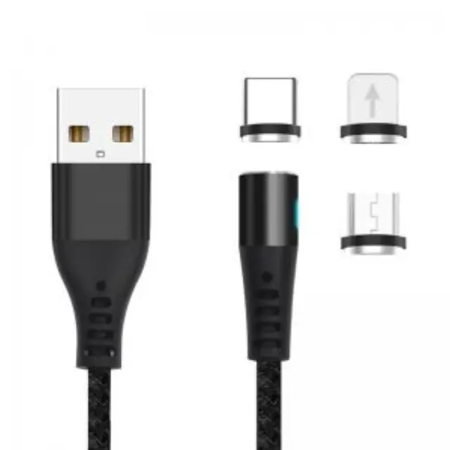 Καλώδιο Σύνδεσης USB 2.0 Maxlife MXUC-02 Magnetic Braided USB A σε Lightning & USB C & Micro USB 10W 1m Μαύρο N60616 3