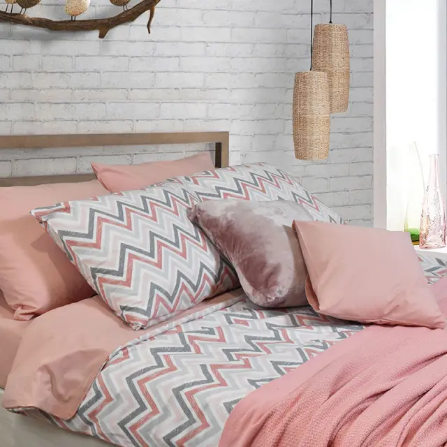 3151 Σετ Παπλωματοθήκη 100% Cotton 165Χ240 2Τεμ Ροζ