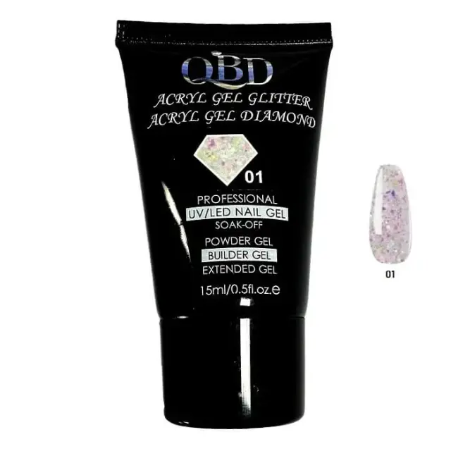 QBD Acrygel Uv/Led Diamond Glitter 15ml Diamond 01