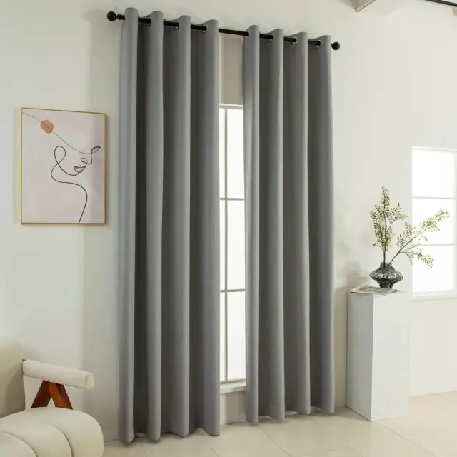Beauty Home Κουρτίνα Full Blackout σκίασης με 8 κρίκους Soft Art 8391 Grey-11 140x270 Γκρι 2