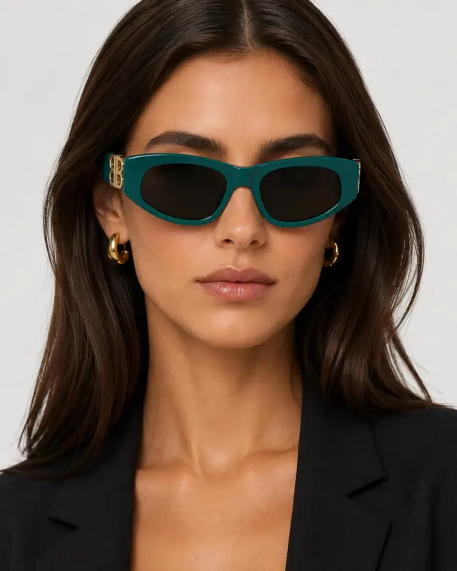 Balenciaga BB0095S 005 Γυναικεία Γυαλιά Ηλίου Πράσινα με Γκρι Φακούς - 53 mm 2