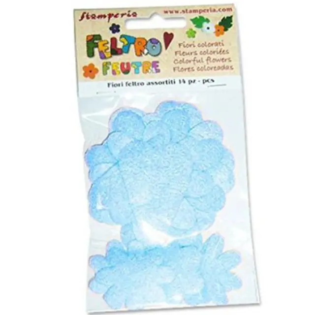 Λουλούδια Felt Διάφορα Σχήματα 2-4cm - Light Blue - 14τεμ