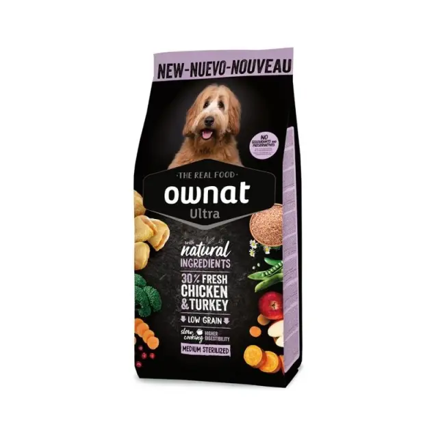Ownat Ultra Dog Low Grain Adult Medium Sterilized Chicken & Turkey 12Kg Μονόχρωμο
