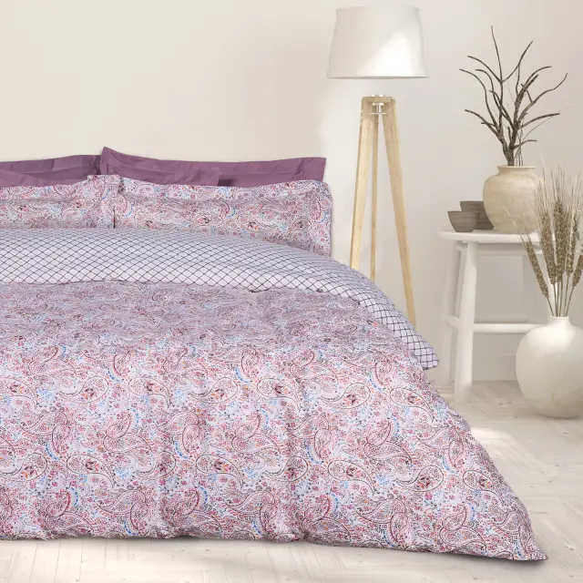 Σετ Σεντόνια 260x280 King Size Happy Das Home 9669 Red-Pink 100% βαμβακερόΧωρίς Λάστιχο
