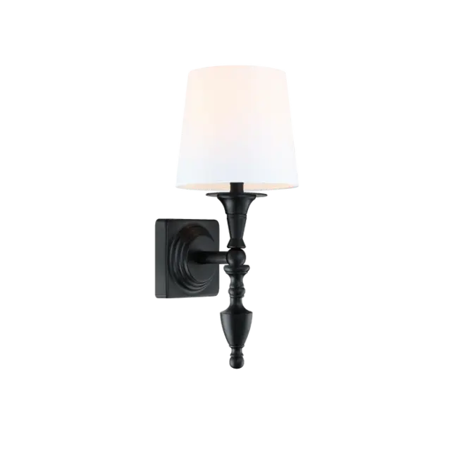 Sconce Austin W01149BK-WH μαύρο ματ με λευκό καπέλο – κομψό και αρμονικό φωτιστικό τοίχου