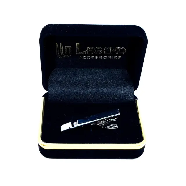 Ασημί Κλιπ Γραβάτας 4,5 cm με Στρας – LGTC-64