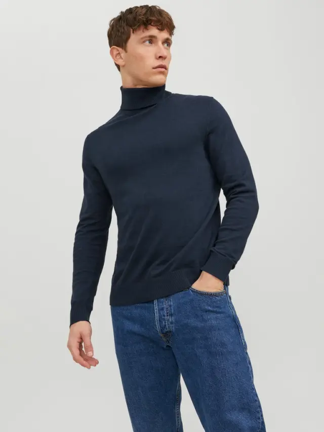 JJEEMIL KNIT ROLL NECK NOOS Navy Blazer