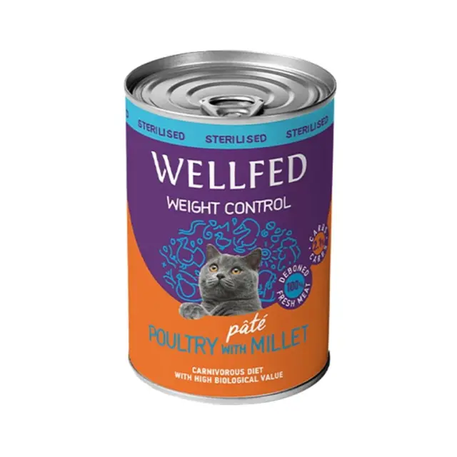 Wellfed Weight Control Sterilised Πατέ Με Πουλερικά & Κεχρί Για Έλεγχο Βάρους 400gr 11x7.5x7.5cm Μονόχρωμο