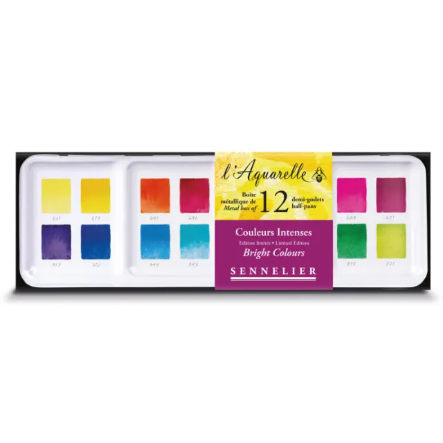 Σετ Ακουαρέλες Sennelier Μισά Κυβάκια - 12 Χρώματα Bright Colours - Limited Edition