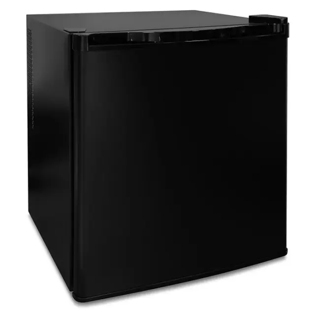 Αθόρυβος συντηρητής mini bar 38L, θερμοηλεκτρικού τύπου και ενεργειακής κλάσης F, σε μαύρο χρώμα.