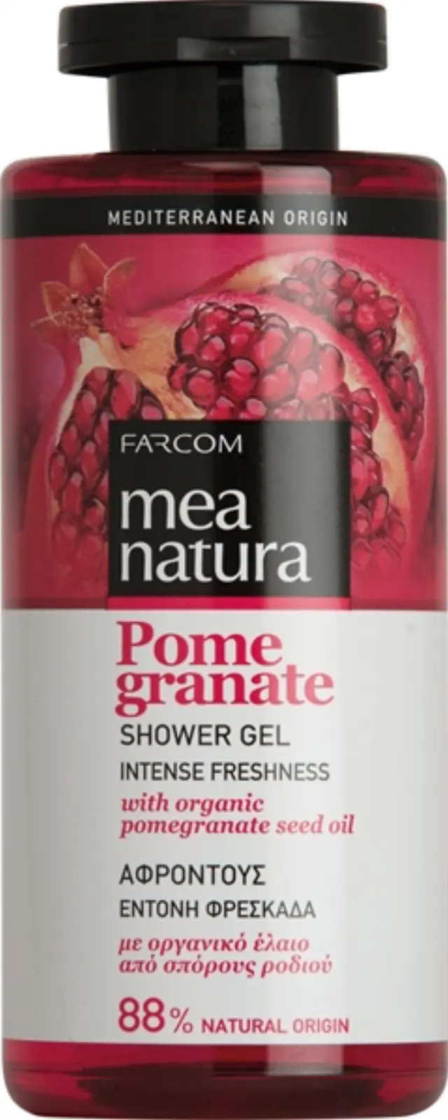 Farcom Mea Natura Pomegranate Αφροντούς Έντονη Φρεσκάδα Με Oργανικό Έλαιο από Σπόρους Ροδιού 300ml
