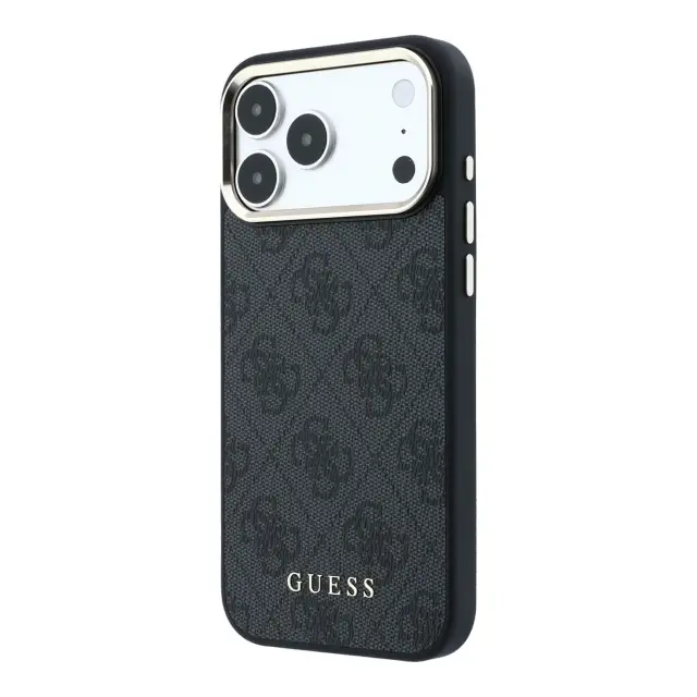Guess PU Leather 4G Gold Frame MagSafe Case for iPhone 18 Pro Max Black 2