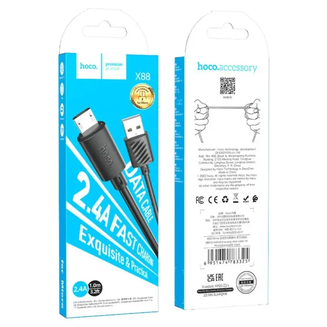 Hoco® - X88 Καλώδιο USB-A σε micro USB 1m/ Black. 2