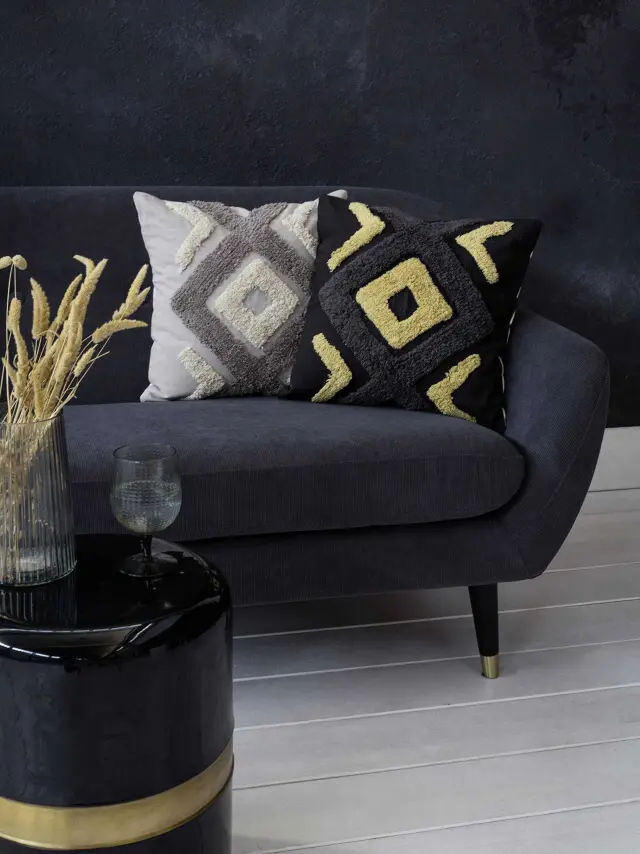 Διακοσμητικό Μαξιλάρι 45Χ45 Με Γέμιση Nima Aziza Dark Gray 100% βαμβακερό 2