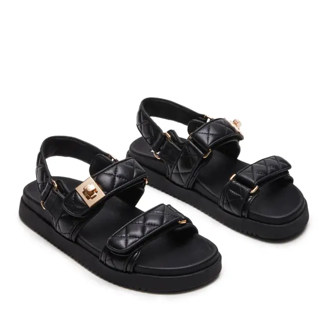 Γυναικεία Δερμάτινα Σανδάλια Steve Madden Mona-Q SM1003792-03001-055 Μαύρα Μαύρο - 36 2
