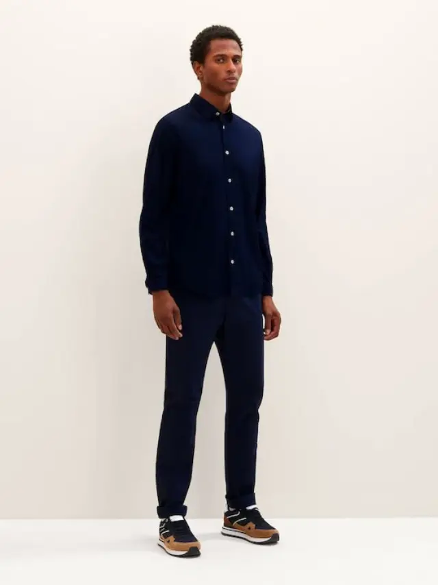 TOM TAILOR STRECH POPLIN SHIRT-ΠΟΥΚΑΜΙΣΟ ΑΝΔΡΙΚΟ BLUE