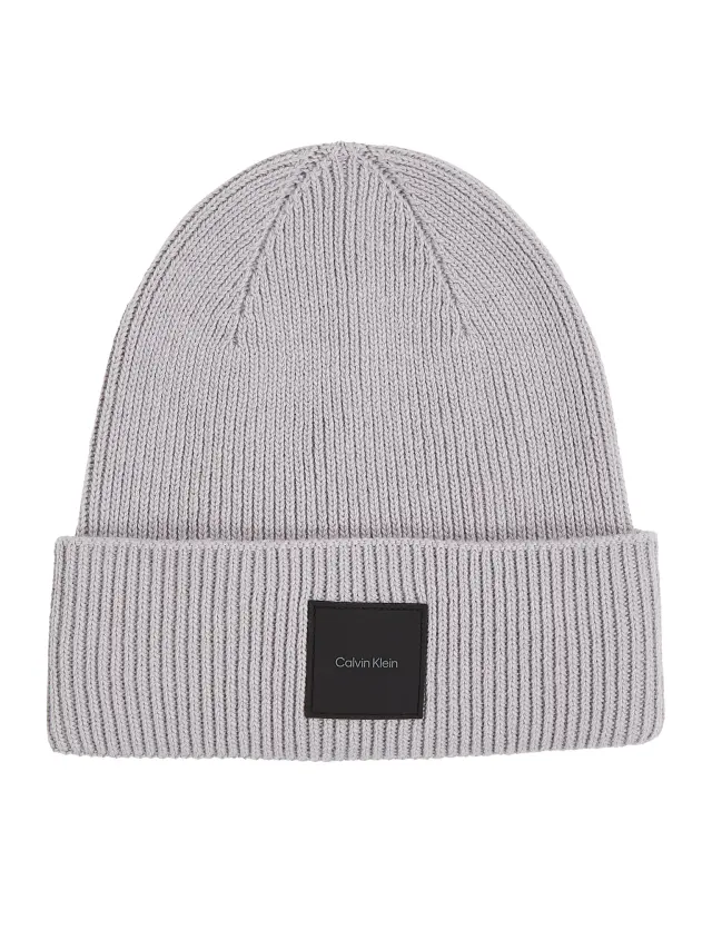 Calvin Klein Ανδρικός Σκούφος Cotton/Wool Fine Rib Beanie Γκρι