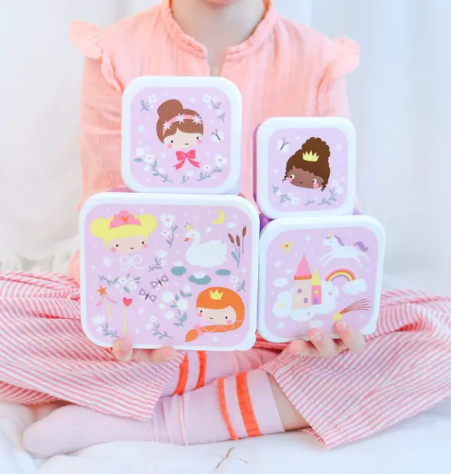 A Little Lovely Company Σετ 4 Δοχεία Φαγητού Lunch & Snack Box Set – Princesses SBSEPR85 2