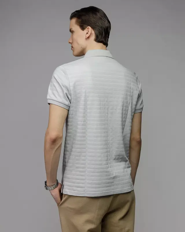 Devergo Ανδρικό Ριγέ Polo Shirt 4015 – Grey - M 3