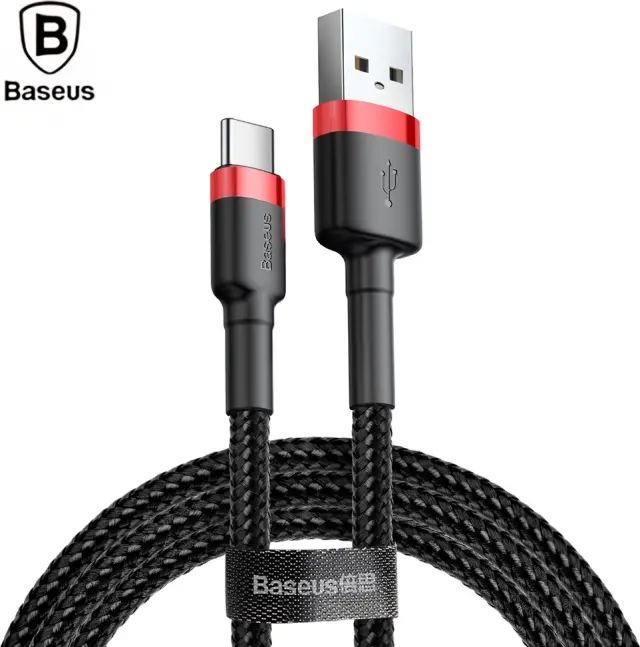 Baseus Cafule Cable Durable Nylon Cable USB / USB-C QC3.0 2A 3M Black/Red (CATKLF-U91)