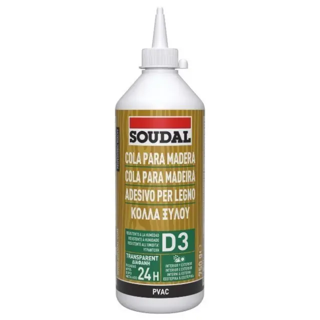 SOUDAL 117842142 - Κόλλα ξύλου D3 PVA 750gr, Soudal