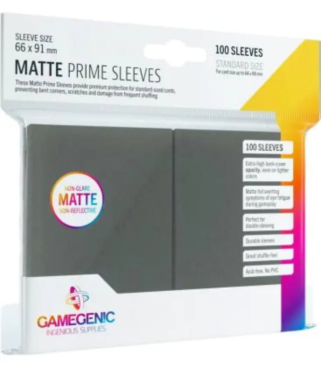 Gamegenic - Matte Prime Sleeves Dark Gray (100 Sleeves)