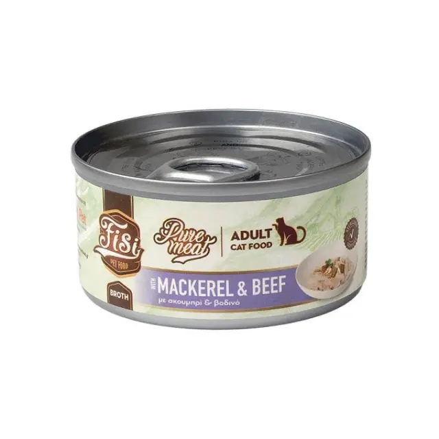 Fisi Υγρή Τροφή Γάτας Pure Meat Adult Σκουμπρί & Μοσχάρι 80gr